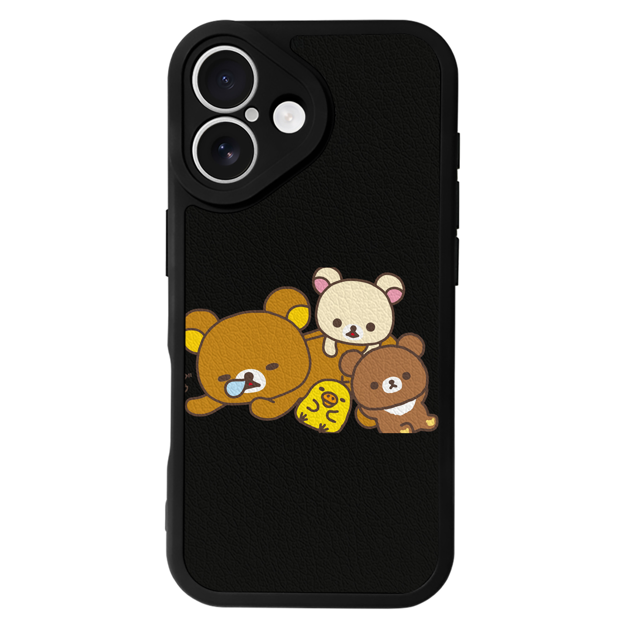 （画像用） リラックマ リラックマ キイロイトリ Rilakkuma Korilakkuma Kiiroitori 【iPhone 16シリーズ対応】シリコンスマホケース（レザー調） 材質：シリコン